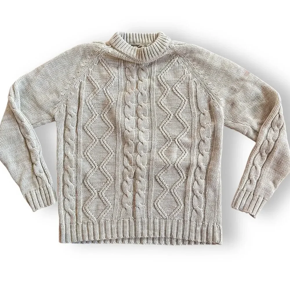 Vtg Madison Cable Stitch Fishermans Sweater Cream Acrylic Stockholm Style Chunky